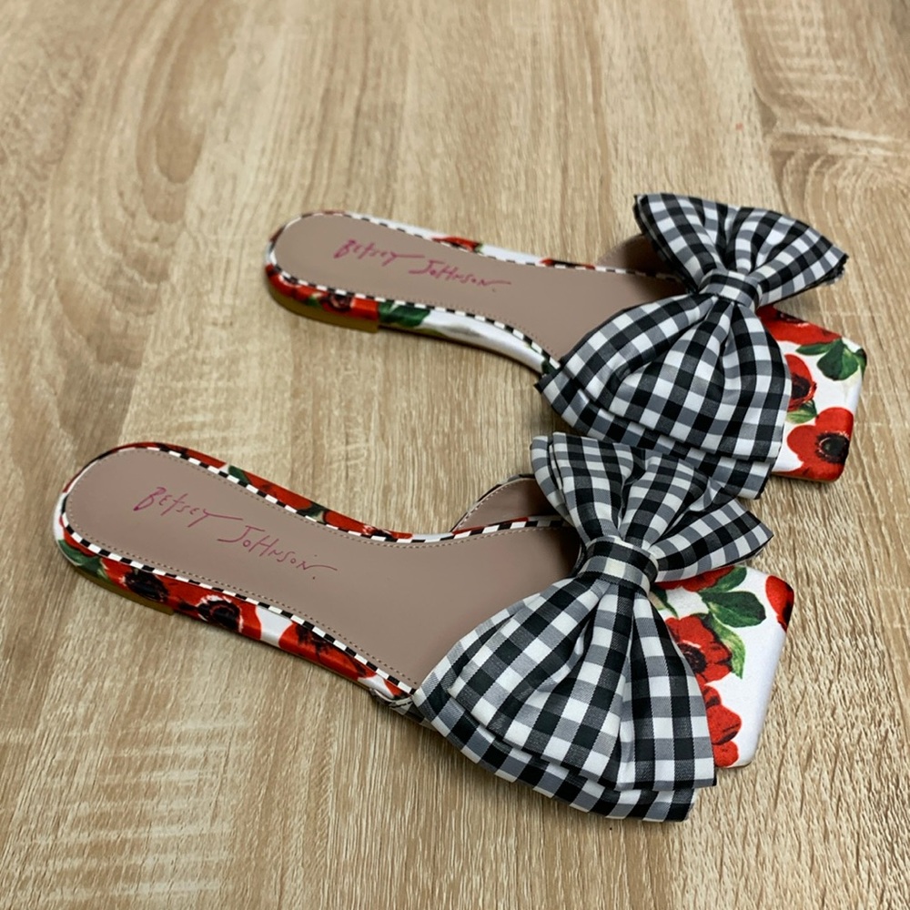Betsey Johnson Black and White Checkered Sandals